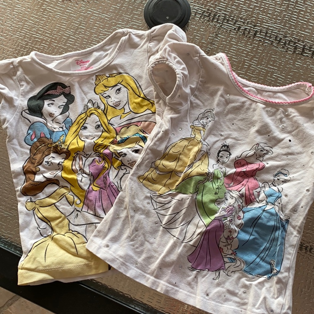 2 Disney princess sparkly shirts size 4T